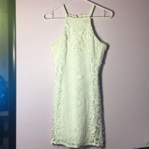 white lace halter dress